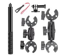 NEWFUN Soporte de Cámara, Material plástico, Accesorio para insta360 x4, Kit de Moto para insta360 x4,X3,X2, Rotación de 360 Grados, Doble Abrazadera, Compatible con Múltiples Dispositivos