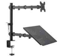NEWFUN Soporte Monitor Portatil, Totalmente Ajustable para Pantallas LED LCD de 13 a 32 Pulgadas y Portátiles de hasta 16 Pulgadas, Soporte para Ordenador Portátil con Abrazadera