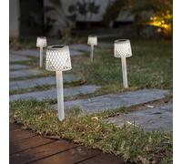 Newgarden Lámpara LED solar Gretita, blanca, pincho de suelo, juego de 4 True
