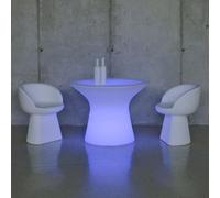 Newgarden Mesa con luz rgb de exterior en polietileno blanco 73cm diámetro 99cm