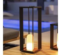 newgarden - Farol de Mesa Portátil y Metálico SIROCO Efecto Llama. Luz LED Cálida 200 Lúmenes Sin Cables IP54. Batería Recargable Hasta 20H de Uso. Incluye Mando a Distancia (Altura 50 cm)