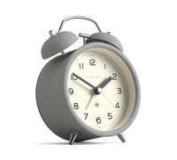 NEWGATE® Charlie Bell Echo Despertador | Versión Moderna del clásico Reloj de Campana Gemela | Grey | Números fáciles de Leer | Ideal para la mesilla o estantería | Accesorio Moderno Retro