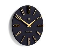 NEWGATE® Empire State Reloj de Pared | Reloj de Pared Redondo esculpido de diseño | Azul y Oro | 40cm | Supercool Moderno Retro de Mediados de Siglo | para Cocina, salón, Oficina