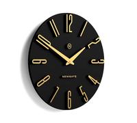 NEWGATE® Empire State Reloj de Pared | Reloj de Pared Redondo esculpido de diseño | Negro y Dorado | 40cm | Supercool Moderno Retro de Mediados de Siglo | para Cocina, salón, Oficina