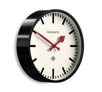 NEWGATE® Reloj de Pared de Metal para Equipaje, Reloj de Pared, Reloj de estación de diseño, Reloj de Cocina, Reloj de Oficina, Reloj Redondo, Reloj Retro, Reloj de Metal, Caja Negra/manecillas Rojas