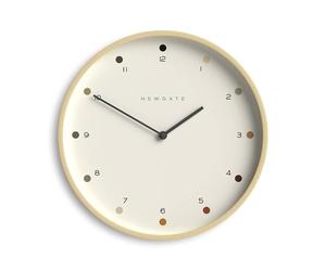 NEWGATE® Mr Clarke Reloj de Pared | Reloj Grande de Madera contrachapada de inspiración escandinava | 40cm | Caja de Madera pálida con Esfera de Puntos de diseño | Diseño Moderno y Minimalista