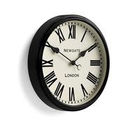 NEWGATE® Spitalfields Reloj de Pared | Gran Reloj clásico de Metal | 40cm | Negro Brillante | Números Romanos | Diseño Tradicional Ideal para Cocina o salón