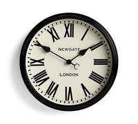 NEWGATE® Spitalfields Reloj de Pared | Reloj Grande de Metal clásico | 40cm | Negro Brillante | Números Romanos | Diseño Tradicional Ideal para Cocina o salón