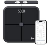 newgen medicals Báscula digital de grasa corporal con sensores de mano, Bluetooth, 8 electrodos, negra, hasta 180 kg