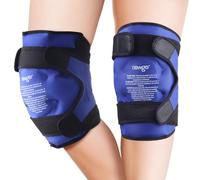 NEWGO Ajustable Bolsas de hielo para Reemplazo de Rodilla, Compresas de Gel Reutilizables para Envolver toda la Rodilla, Doble Cara Compresas Frías y Calientes (Azul oscuro-2 unidades)