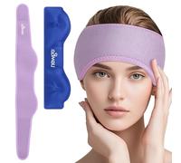 NEWGO Fría Dolor de Cabeza, Bolsas de Gel Frío o Calor Reutilizables, Almohadilla de Enfriamiento de Compresas Frías y Calientes para Migraña, Migraña Antifaz Gel Frío Alivio (Purple)
