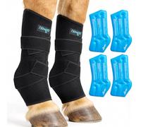 NEWGO Paquete de hielo reutilizable para piernas de caballo para lesiones, envoltura de rodilla de caballo de cobertura completa, paquete frío para botas de hielo, 2 envolturas con 4 paquetes de gel