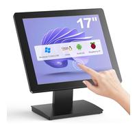 NewHail Monitor de pantalla táctil POS de 17 pulgadas, pantalla táctil capacitiva Full HD de 1280 x 1024 con entrada HDMI/VGA, soporte de metal resistente, para venta al por menor, restaurante, bar