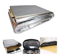 newhashiqi - Alfombrilla de protección térmica para motor, capó de coche engrosado de alta fibra con lámina de aluminio, aislamiento de sonido de algodón plateado