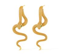 NewHuajiava Pendientes con colgante de serpiente de acero inoxidable chapado en oro de 18 quilates, joyería de moda, adecuados para hombres y mujeres con bajas alergias y peso ligero