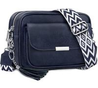 NEWIROVE Bolso Mujer Bandolera Mediano Bolso Bandolera Mujer Piel PU Bolso Cruzado De Mujer Con Correa Ancha Ajustable Bolsos Bandolera Para Compras, Viaje. Azul-negro