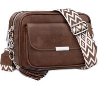 NEWIROVE Bolso Mujer Bandolera Mediano Bolso Bandolera Mujer Piel PU Bolso Cruzado De Mujer Con Correa Ancha Ajustable Bolsos Bandolera Para Mujer Damas Compras, Viaje y Trabajo. Marrón Oscuro