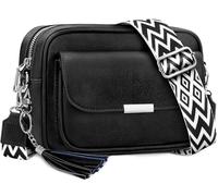 NEWIROVE Bolso Mujer Bandolera Mediano Bolso Bandolera Mujer Piel PU Bolso Cruzado De Mujer Con Correa Ancha Ajustable Bolsos Bandolera Para Mujer Damas Compras, Viaje y Trabajo. Negro