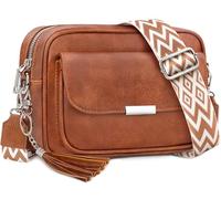 NEWIROVE Bolso Mujer Bandolera Mediano Bolso Bandolera Mujer Piel PU Bolso Cruzado De Mujer Con Correa Ancha Ajustable Bolsos Bandolera Para Mujer Damas Compras, Viaje y Trabajo. Marrón Rojizo