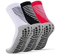 NEWIROVE Calcetines Futbol Niño Calcetines Futbol Antideslizantes Niños Medias Futbol Niños Calcetines Deporte Transpirables para 9-12 años Futbol,Baloncesto,3Pares,Negro+Blanco+Rojo M