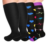 NEWIROVE Medias Compresion Tallas Grandes Calcetines Compresión Deporte 2XL Calcetín Compresión Mujer Hombre Para Embarazo Viajes Vuelo, Estilo-Corazón