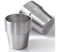 Newk - Juego de 2 vasos de acero inoxidable de 300 ml, doble pared, para barbacoa, hogar, oficina, fiesta, conducción
