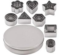 Newk Juego de 24 cortadores de galletas de acero inoxidable, corazón, estrella, flor, formas geométricas, varios tamaños, mini cortadores de galletas