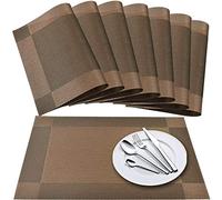 Newk Mantel Individual, Juego de 8, tapetes de Mesa Tejidos de Vinilo de Tejido Cruzado, Juego de tapetes de Mesa Lavables con Aislamiento Antideslizante