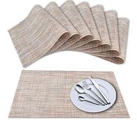 Newk Mantel Individual, Juego de 8, tapetes de Mesa Tejidos de Vinilo de Tejido Cruzado, Juego de tapetes de Mesa Lavables con Aislamiento Antideslizante