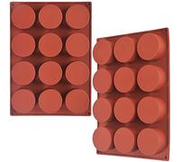 Newk Molde cilíndrico de silicona, 2 paquetes de moldes cilíndricos redondos de 12 cavidades para paletas de pasteles, molde de jabón, molde de galletas de chocolate, bomba de baño, pastel de queso