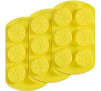 Newk Molde de silicona con forma de fruta, 4 paquetes, 6 cavidades de limón, antiadherente para uso alimentario, para jabón, cubitos de hielo, caramelos, fondant, chocolate