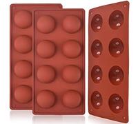 Newk Molde de silicona de media esfera de 8 agujeros, 3 paquetes de molde de media esfera de 8 cavidades para bomba de chocolate caliente, pasteles, gelatina, pudín, mousse de cúpula