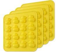 Newk Molde de silicona de pato para chocolate, 4 paquetes de 16 cavidades, antiadherentes, de grado alimenticio, para cubitos de hielo, gelatina, fondant, caramelos duros