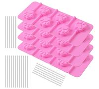 Newk Molde de silicona Lollipop, 4 paquetes de 6 cavidades antiadherentes de silicona para Lollipop Chocolate Candy