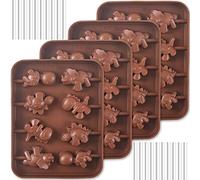 Newk Molde de silicona Lollipop, 4 paquetes de 8 cavidades antiadherentes dinosaurios silicona moldes para Lollipop Chocolate Candy