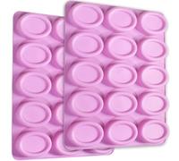 Newk Molde de silicona ovalado, 2 paquetes de moldes de silicona antiadherentes de 12 cavidades para pasteles, jabón, chocolate, galletas, bombas de baño, tartas de queso