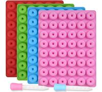 Newk Molde de silicona para caramelos, 4 paquetes de 48 cavidades de 48 moldes de anillo de goma con 2 cuentagotas, molde antiadherente de grado alimenticio para dulces