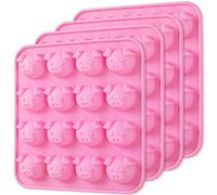 Newk Molde de silicona para chocolate de cerdito, 4 paquetes de 16 cavidades, emoticonos de cara de cerdo, moldes de caramelo para gelatina, fondant, caramelos duros, bombas de grasa keto, resina