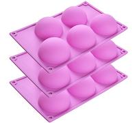 Newk Molde de silicona semiesfera de 5 agujeros, 3 paquetes de molde de media esfera de 5 cavidades para hacer bombas de chocolate, pasteles, gelatina, pudín, mousse de cúpula - morado