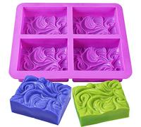 Newk Moldes cuadrados de silicona para jabón, moldes de jabón hechos a mano con patrón de olas oceánicas para jabón de leche (cavidades de 3.5 onzas)