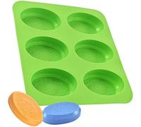 Newk Moldes de jabón ovalados de silicona, 6 cavidades, molde de jabón hecho a mano con patrones de flores mixtas para jabón de leche