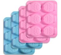 Newk Moldes de silicona en forma de pez para galletas, chocolates, dulces y cubitos de hielo - Bonito diseño, 2 azules y 2 rosas, perfectos para hornear y manualidades (paquete de 4)