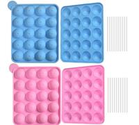 Newk Moldes de silicona para tartas, 2 rosas y 2 azules, antiadherentes, silicona de grado alimenticio para hornear, dulces y golosinas de bricolaje (paquete de 4)