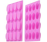 Newk Moldes ovalados de silicona para jabón, 2 paquetes de 16 cavidades, mini molde de jabón hecho a mano para viajes, C074042301