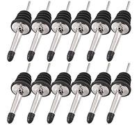 Newk Vertidores de acero inoxidable, paquete de 12 vertidores de botellas clásicos pico cónico con tapas antipolvo de goma, adecuados para verter licor, vinagre