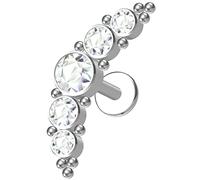 NewkeepsR 1.2mm G23 Titanio internamente roscado Zirconia Big Crescent Bezel Cluster Gema Superior Cartílago Labret Stud