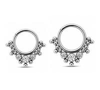NewkeepsR 2 Piezas-1,2mm con diámetro de 8mm/10mm G23 Titanio Septum Clicker Cluster Bisagra Tridente Anillos Daith Joya Piercing.