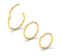 NewkeepsR 3 piezas-1.0mm Anodizado dorado Clicker Anillos de aro de nariz con bisagras, calibre 18 Acero 316L Segmento sin costura Pendientes para dormir Piercing-7/8/9mm