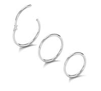 NewkeepsR 3 piezas-1.0mm Espesor 316L Acero Nariz Aro Anillo Stud Sleeper Pendientes Con bisagras Clicker Segmento sin costuras Helix Daith Cartílago Labio Piercing-11/12/13mm