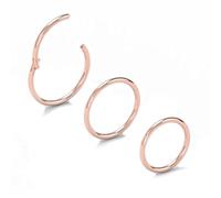 NewkeepsR 3 piezas-1.0mm Espesor Anodizado en oro rosa Anodizado con bisagras Clicker Nariz Anillos de aro, Pendientes de segmento sin costura de acero 316L calibre 18 Piercing-5/6/7mm